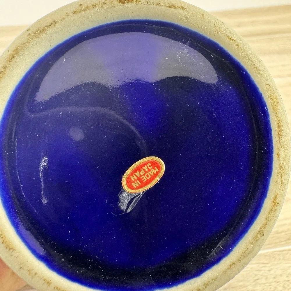 Vintage Japan Cobalt Blue‎ Gold Pheasant Floral Lidded Ginger Jar Urn